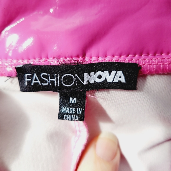Fashion Nova High-Waisted Pink Vinyl Pants - Picture 10 of 11